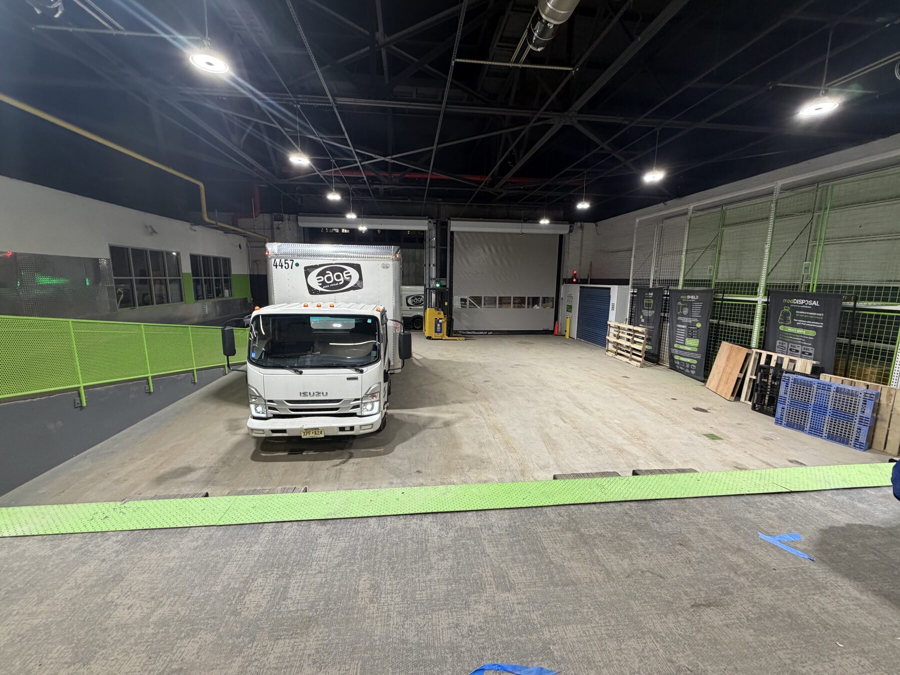 Loading dock, freight elevator doors