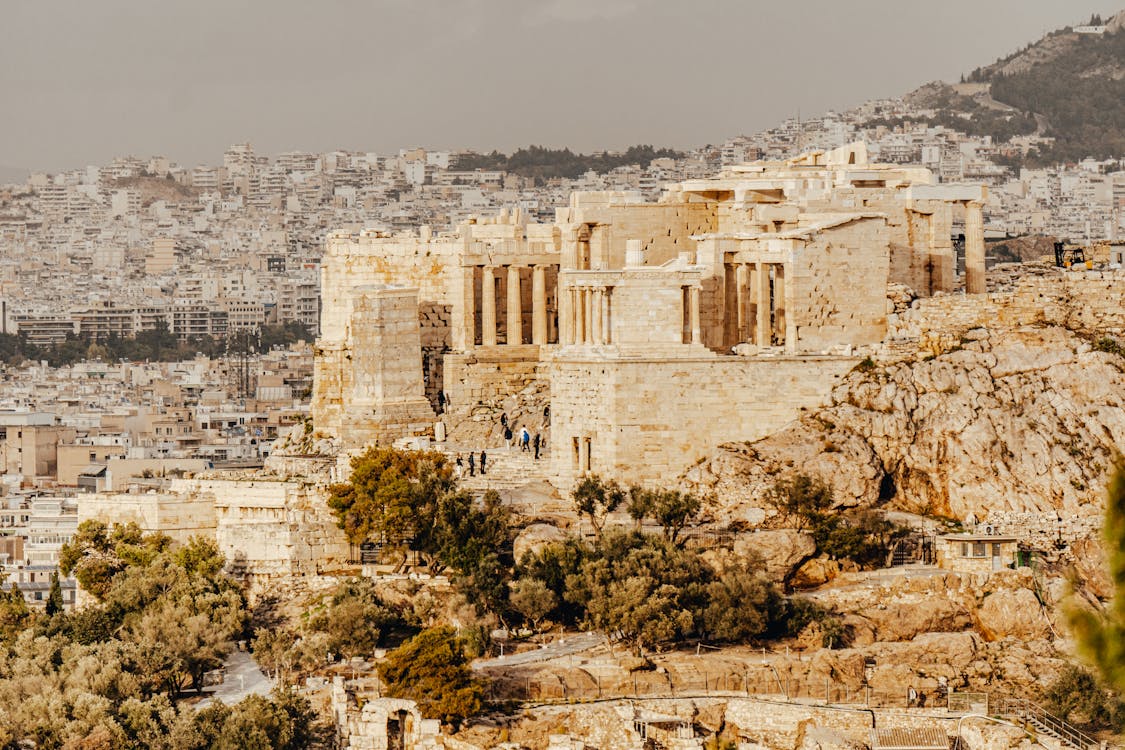 View of the Acropolis in Athens, Greece overlooking the city