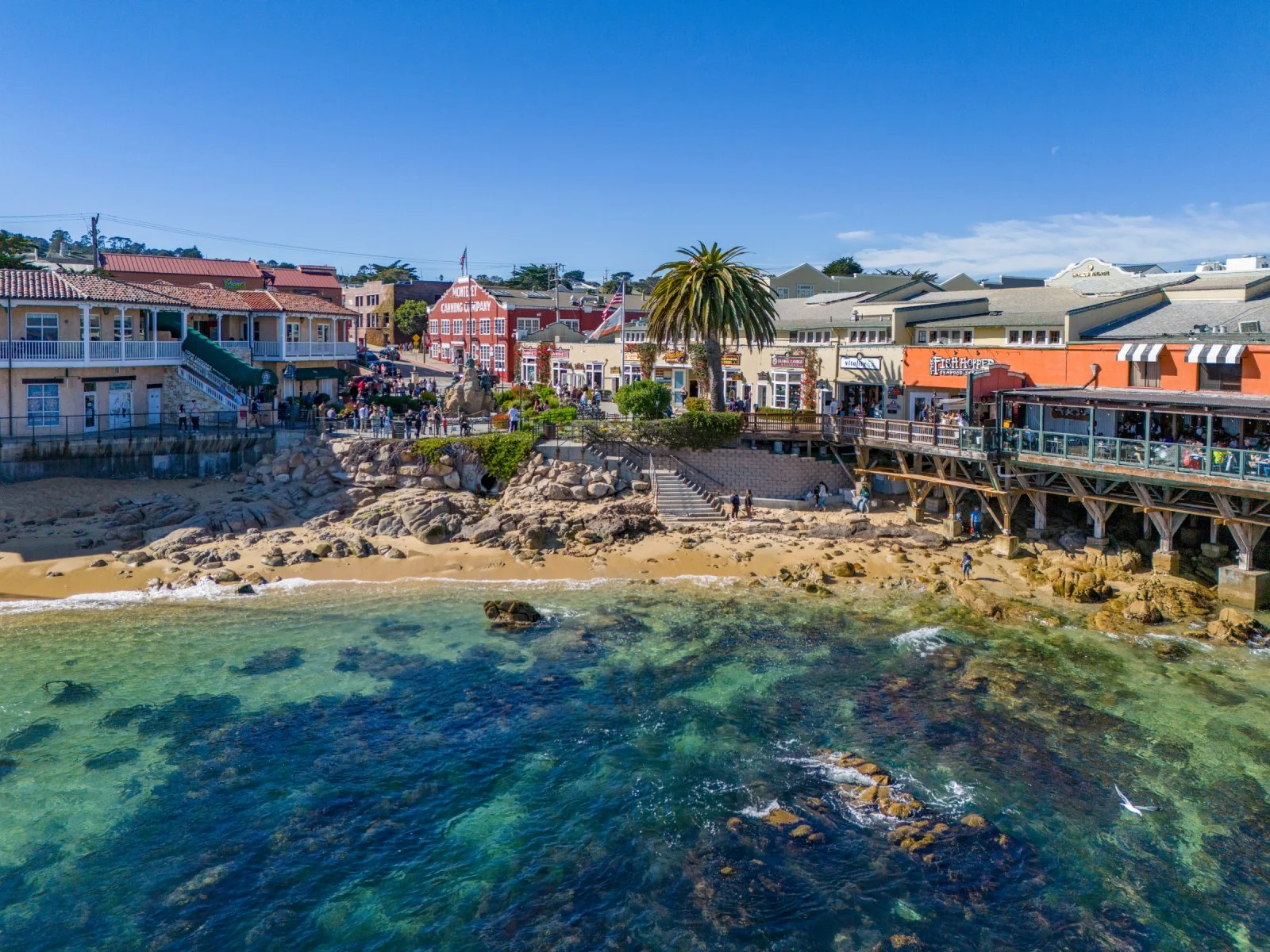 Monterey, California coastal view with ocean and rocky shoreline